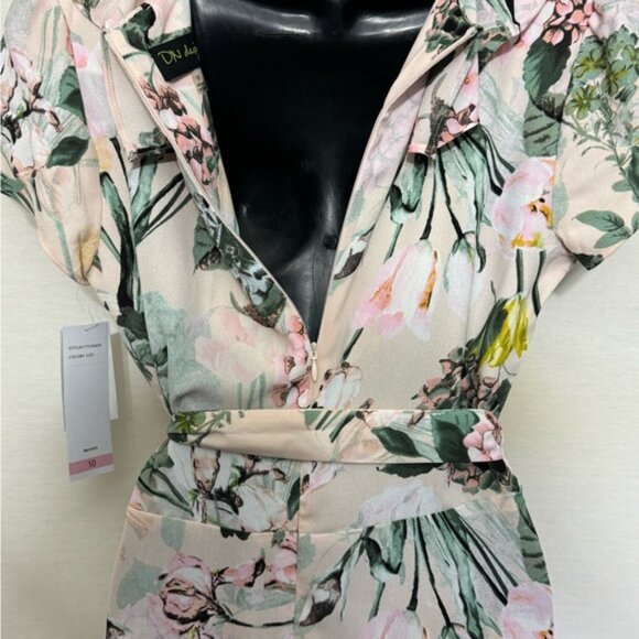 Y-13 DN Designs NWT Pink Floral Ruffled Shirt Sleeve High Low Dress Size 10 - Picture 11 of 15